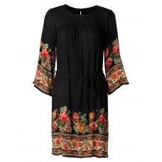 KASHANA Rayon Crepe Black Floral Printed Summer Boho Plus Size Kurti Dress for Women Girls Ladies